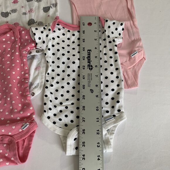 Gerber Bodysuits Bundle Baby Girl 3-6M Short Sleeve White Pink Polka Elephants - Picture 8 of 8